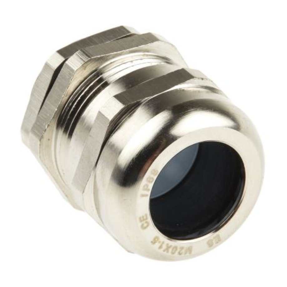 RS PRO Metallic Nickel Plated Brass Cable Gland, M20 Thread, 8mm min., 14mm max., IP68